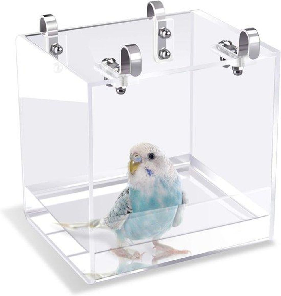 Vogelbad für Vogelkäfig - 13*11*13CM - Transparent - Badschalen für Parketten