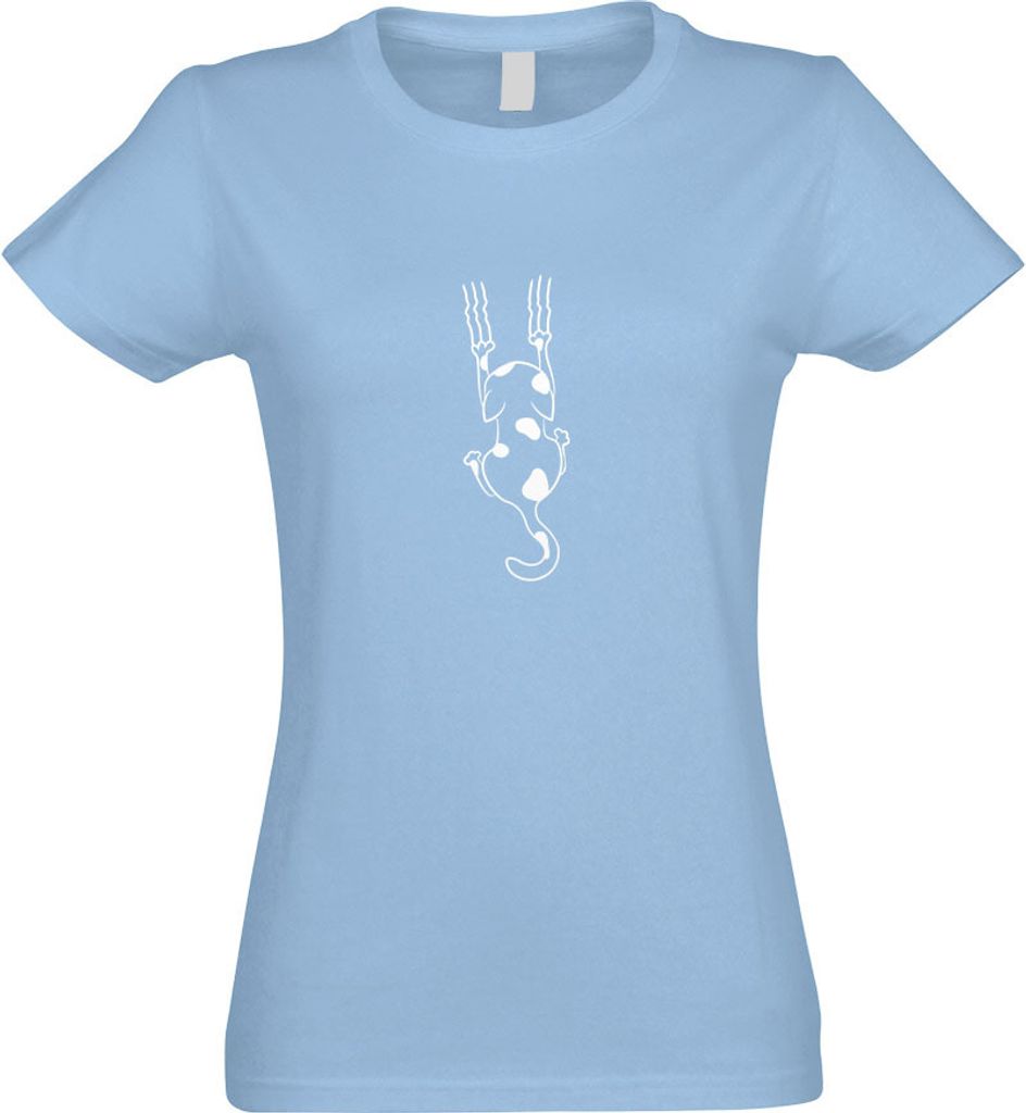 Kiwistar - T-Shirt tailliert - Damen - himmelblau - Katze Motiv2 - mit Motiv Bedruckt - Funshirt Design - Sport - Freizeit - Damen - L