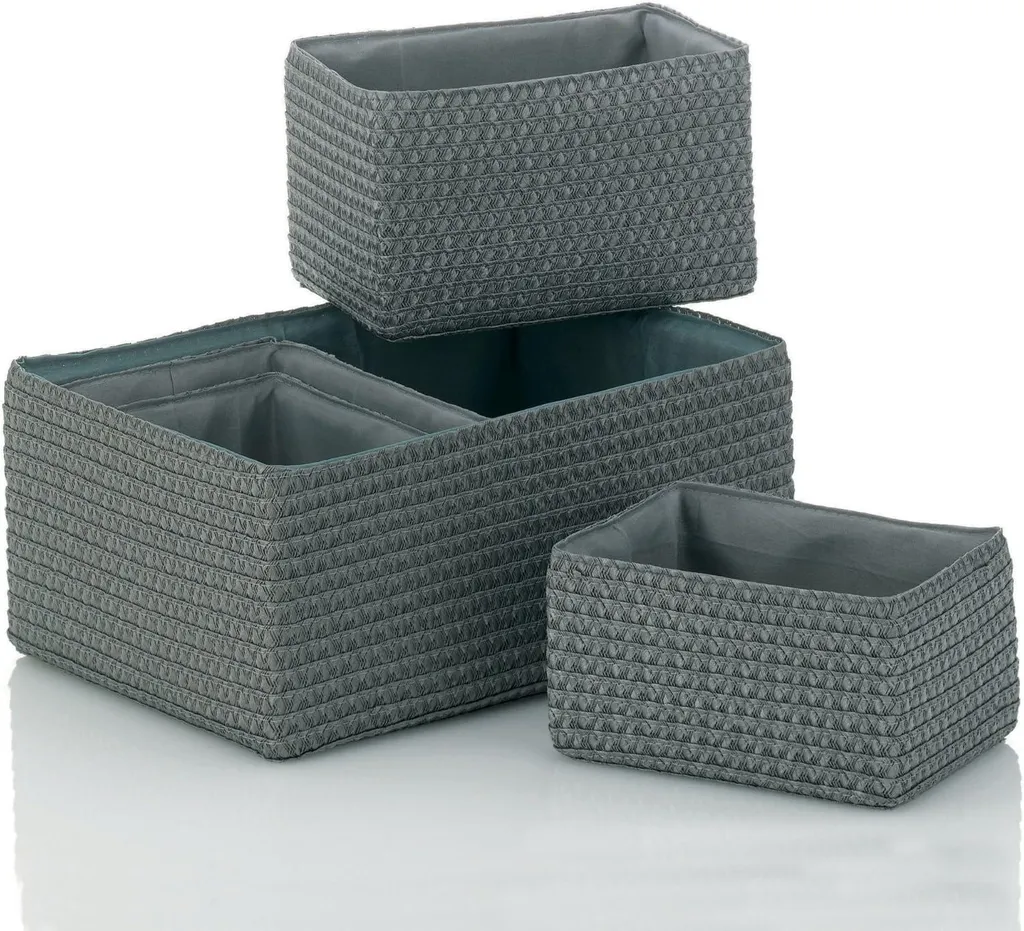 Paniers Kela Rimossa Design Tressé Polyvalent - Lot de 5 Rangement Gris