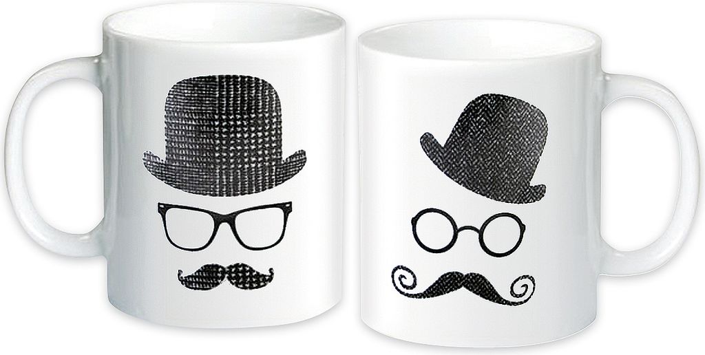 Tassen Moustache Gentleman mit Hornbrille & Nickelbrille