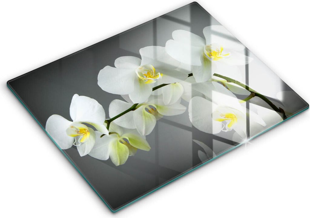 Abdeckung Glas - Küchenabdeckung - 40x52 cm - Abdeckplatte - Weiße Orchideenblüten
