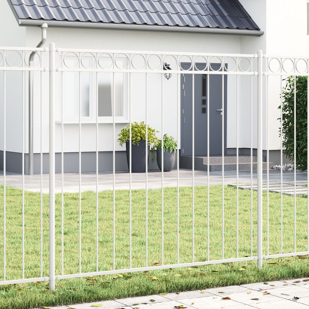 Möbel Gartenzaun Weiß 1,7x1,2 m Stahl - Metallzäune 42003924