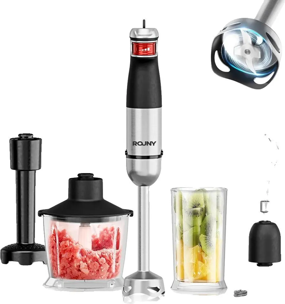 Frullatore 6 in 1 Nero per Smoothie e Ricette Bio - Motore 1000W