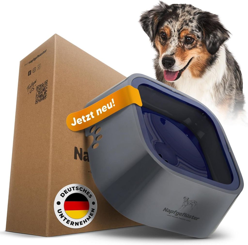 Napfgeflüster BELLA Anti-Schlabber Wassernapf für Hunde & Katzen (1L) – Auslaufsicherer Trinknapf mit Schwimmdeckel für Zuhause & Auto – G...