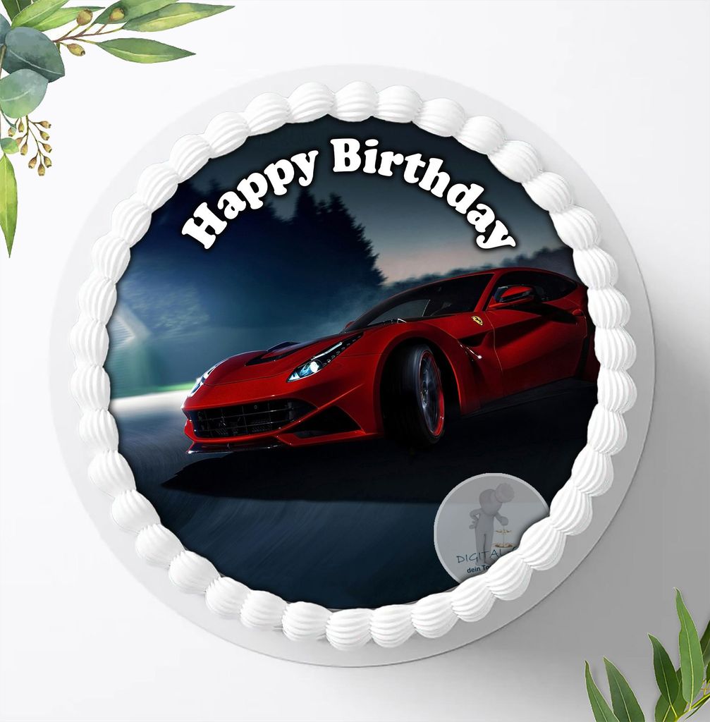 Für die Geburtstags Torte ein Tortenaufleger, Zuckerbild mit dem Motiv: Fahrzeuge, Essbares Foto für Torten, Fondant, Ø 20cm, 0870c