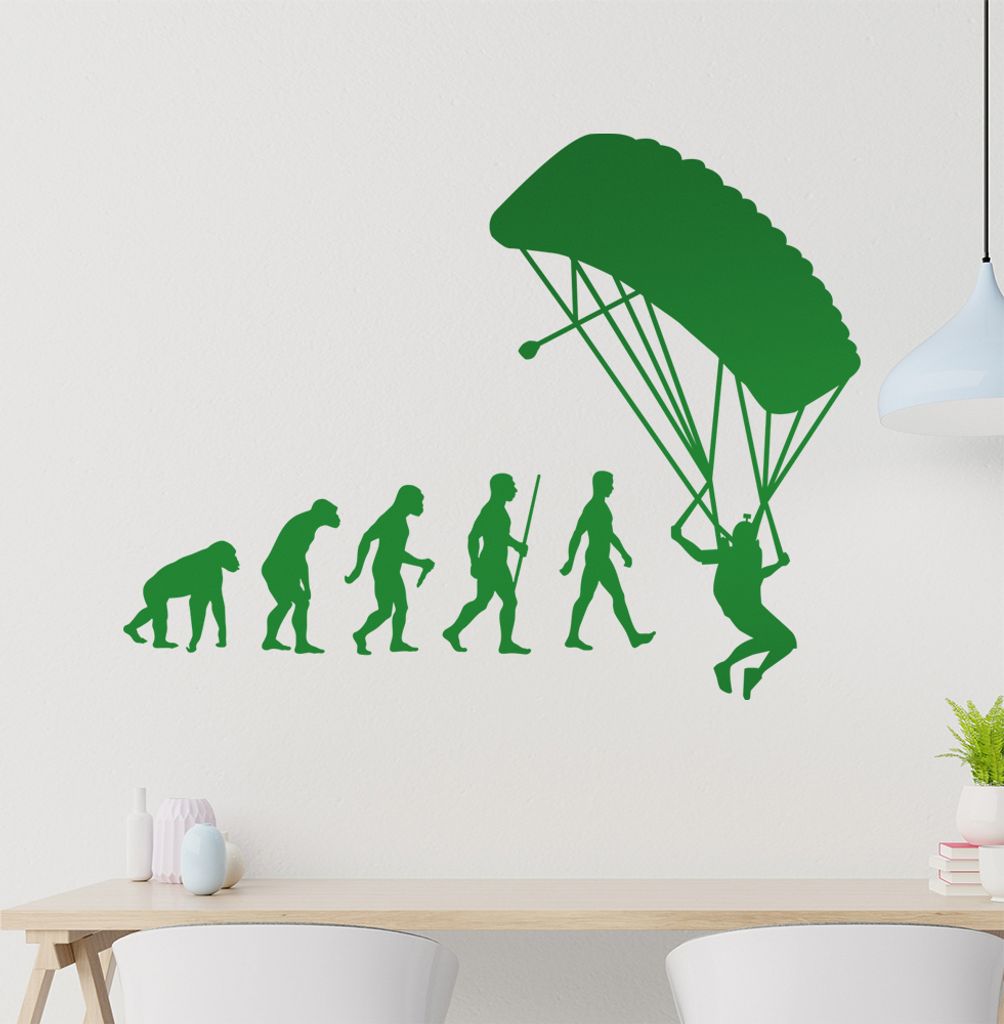 Gleitschirmfliegen Evolution Wandtattoo Wandaufkleber Wall Sticker - Dekoration, Küche, Wohnzimmer, Schlafzimmer, Badezimmer