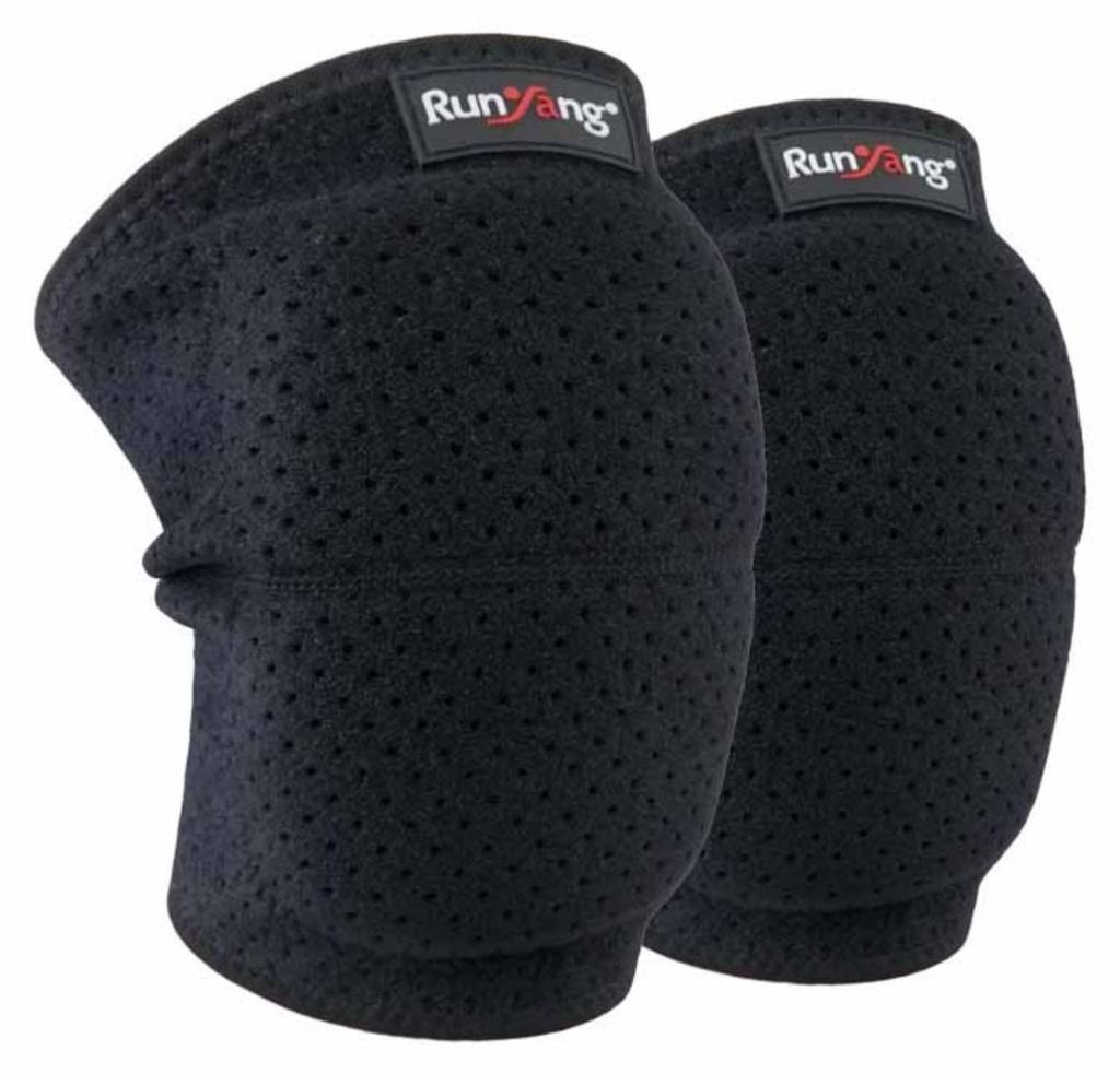 INF 2er Pack Schwarze Sport Knieschoner - Einheitsgröße - Anti-Kollisions Knieschützer für Sport