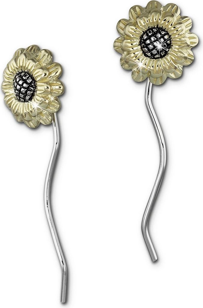 SilberDream Ohrhänger vergoldet Ohrringe Silber 333 Sonnenblume Damen D2SDO463Y