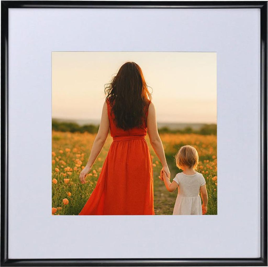 New Lifestyle Kunststoff Bilderrahmen mit Passepartout & Kunststoffglas Collage Wanddeko Poster Hoch- & Querformat - Farbe: Schwarz | Format: 30x30