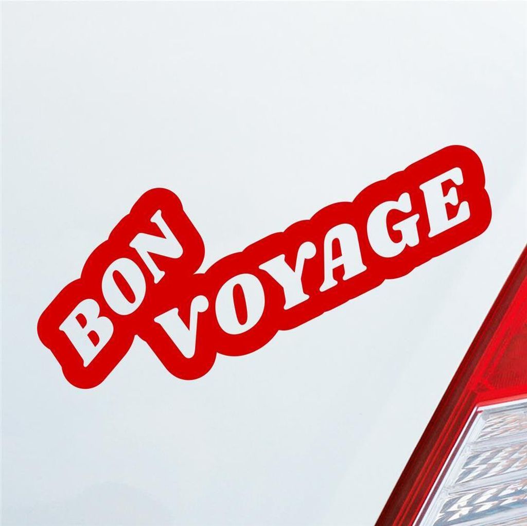 Auto Aufkleber Bon Voyage Gute Reise Urlaub Travel Holiday Car 19x8 cm Rot Sticker Heckscheibenaufkleber