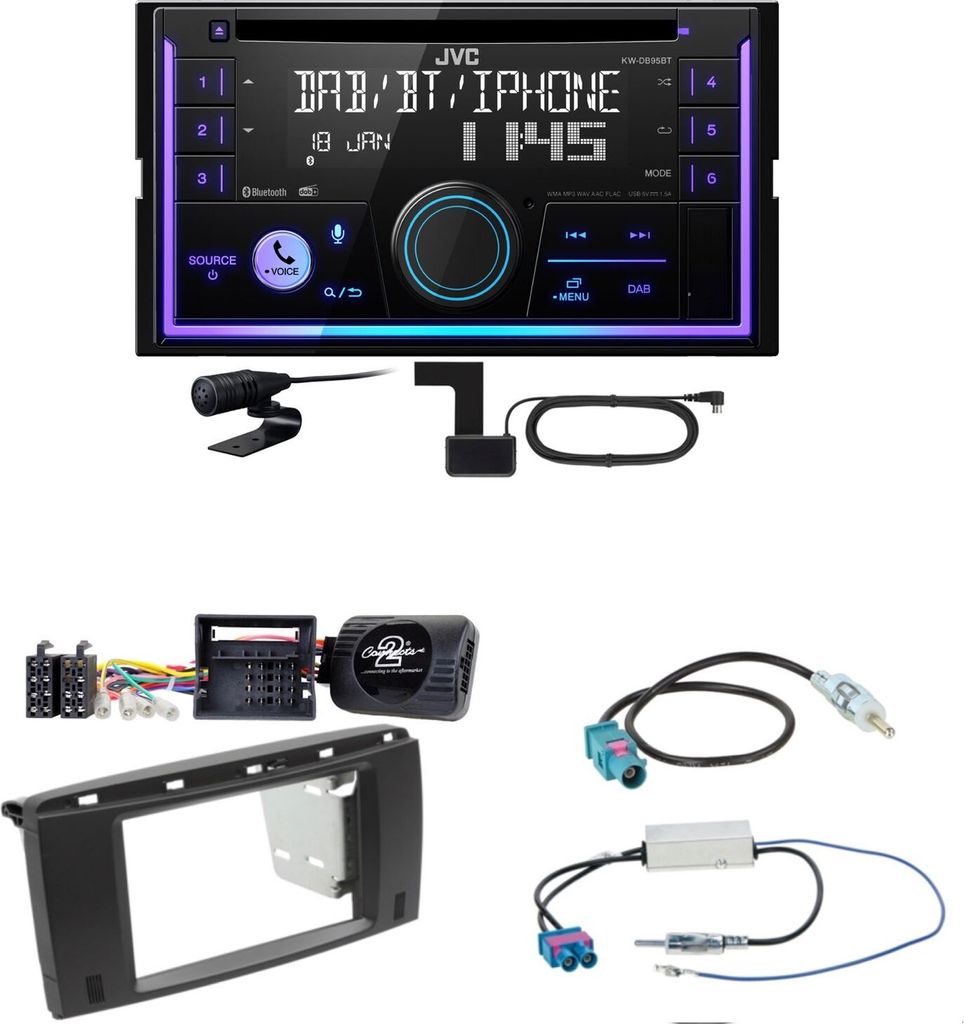 JVC KW-DB95BT Bluetooth Digitalradio USB CD Einbauset für Mercedes R W251