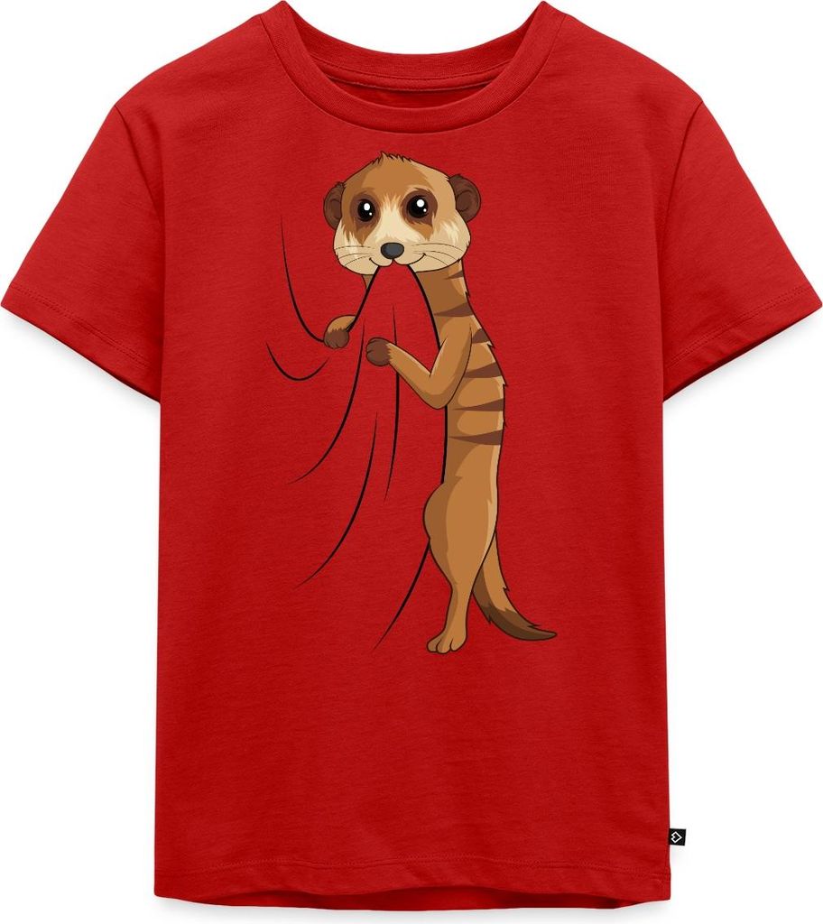 Spreadshirt Süßes Erdmännchen Geschenkidee Kinder Premium T-Shirt, 122/128 (6 Jahre), Rot