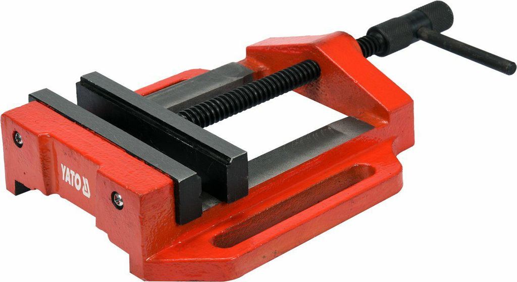 YATO Maschinenschraubstock 150 mm | Schraubstock Gusseisen-Korpus, gehärtete Prismen-Backen, max. Spannweite 120 mm, Befestigung für Werkbank ode...