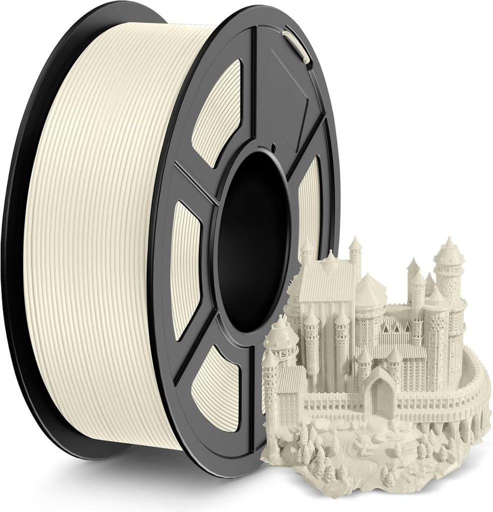 SUNLU 3D Drucker Filament ABS 1,75 mm Cremeweiß/White, 1 kg Spule, Toleranz ±0,02 mm, 3D Printer Filament für FDM 3D Drucker