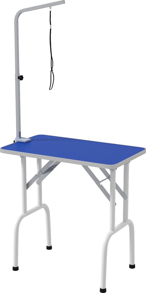 Haustier-Pflegetisch aus Metall, blau, zum Frisieren, Bürsten und Waschen