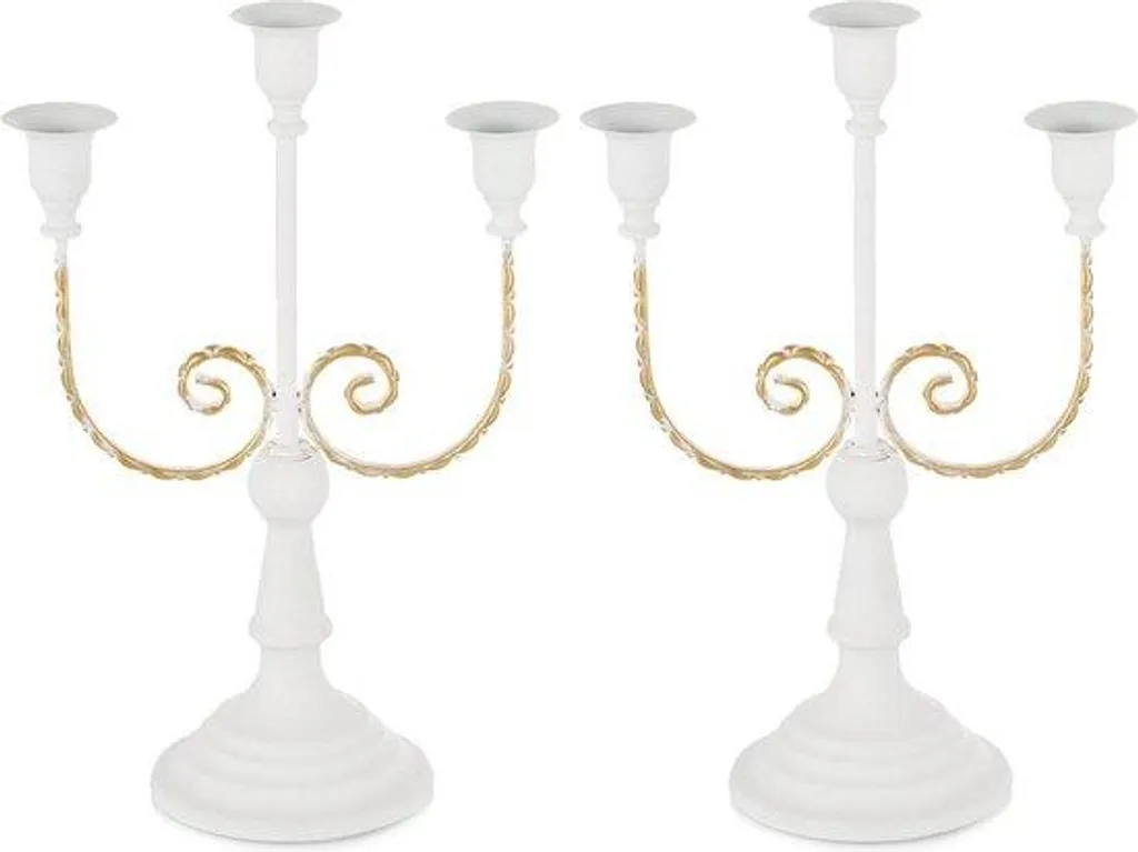 Lot de chandeliers blancs à 3 branches pour décoration de table chic