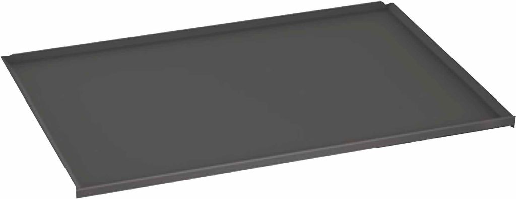 A dark gray rectangular tray with raised edges, presented on a white background.