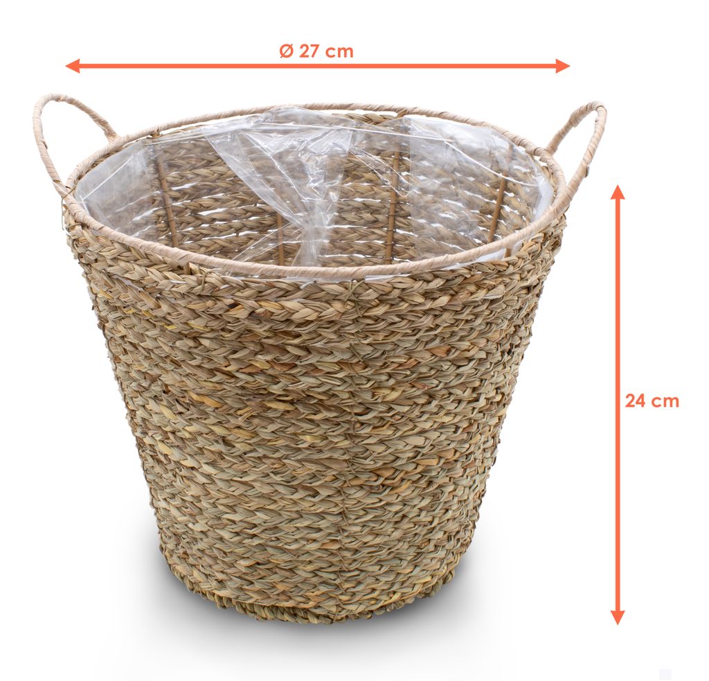 Seegras Pflanzkorb natur mit Henkel - 27 x 24 cm - Produktbild 2