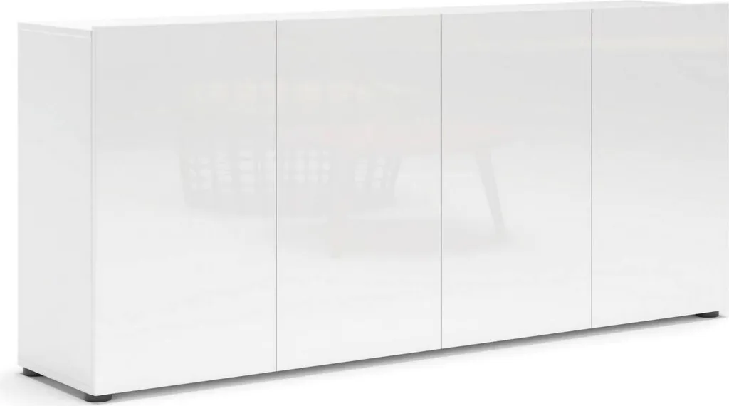 Meuble Buffet Italien Blanc Brillant 180cm - Design Amacord Haute Finition