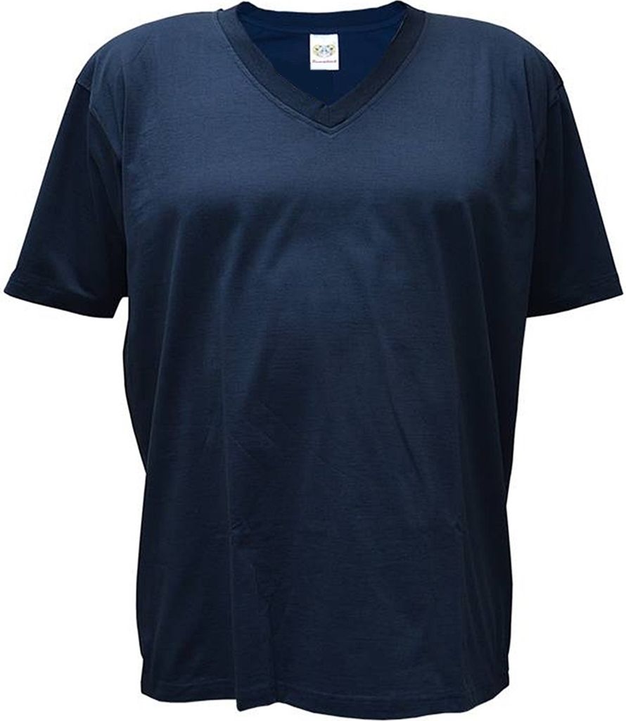 Übergrößen Tolles Basic T-Shirt RAMMBOCK Navy mit Stickerei V-Neck 8XL