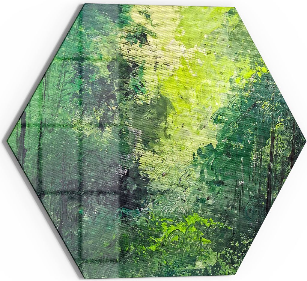 DEQORI Glasbild Echtglas 55x48 cm 'Grüner Zauber' Wandbild Bild modern Deko