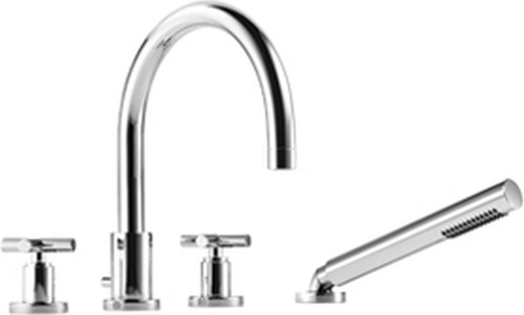Dornbracht TARA Wannen-Vierlochbatterie für Wannenrand- bzw. Fliesenrandmontage, automatische Umstellung Wanne/Brause, Ausladung 220mm, 27512892-99