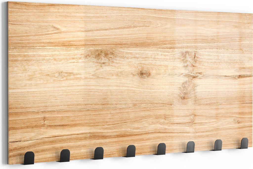 DEQORI Kleiderhaken Glas 60x30 cm 'Holzstruktur detailliert' Wand Garderobe beschreibbar