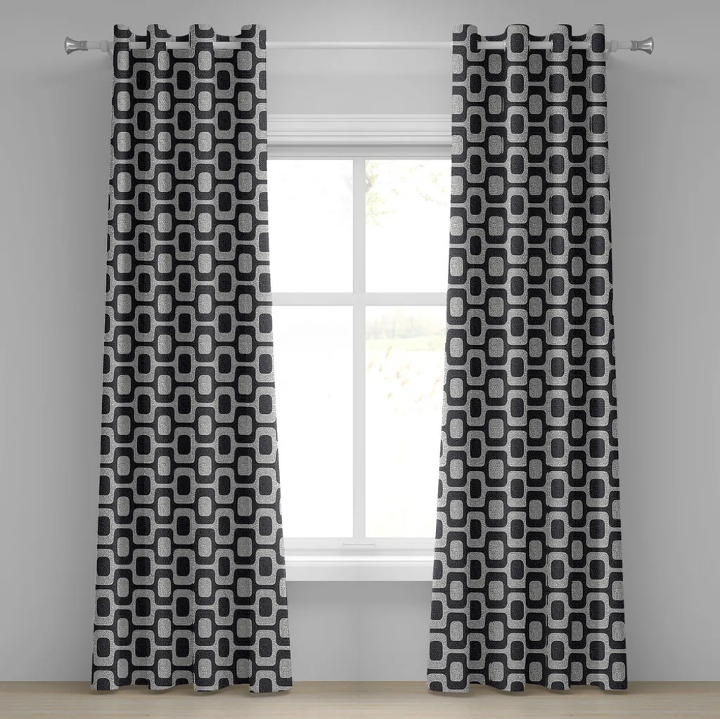 Relooking intérieur rideaux abstraits noirs et blancs 280x175 cm