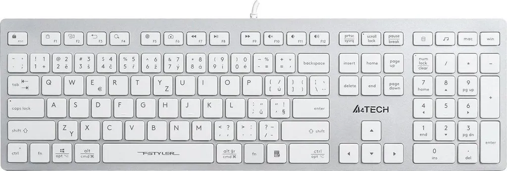 A4Tech Fstyler FX50 Clavier Filaire USB Blanc - Format Complet 100%