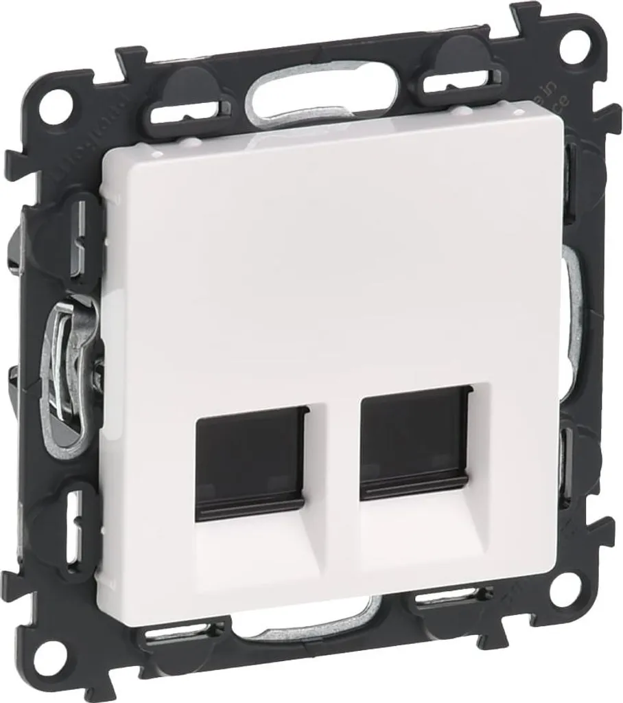 Prise Réseau Ethernet Double RJ45 Catégorie 6a STP Valena Life Blanc