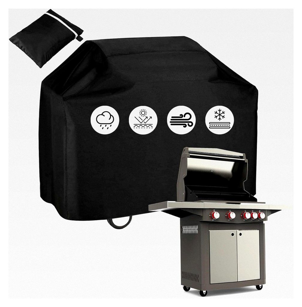 Grillabdeckung, 210D Oxford Grillmatte Bodenschutz, UV-beständig, Abdeckung für Gasgrills, 145x61x117cm