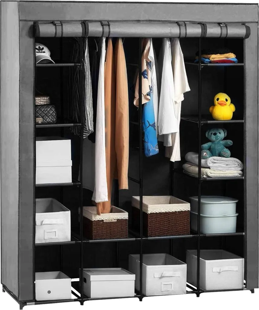 Armadio Tessile OMNA XXL 170x170cm | Pieghevole 14 Ripiani Pratico