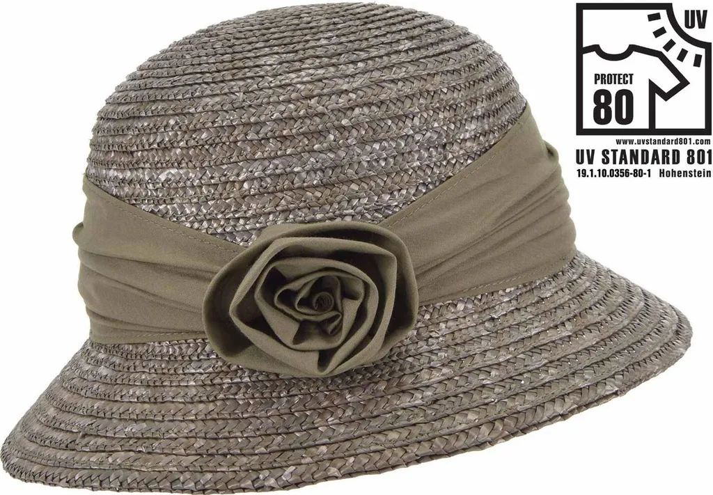 Cappello Donna Seeberger Paglia con Protezione Solare UV 80 e Fiore