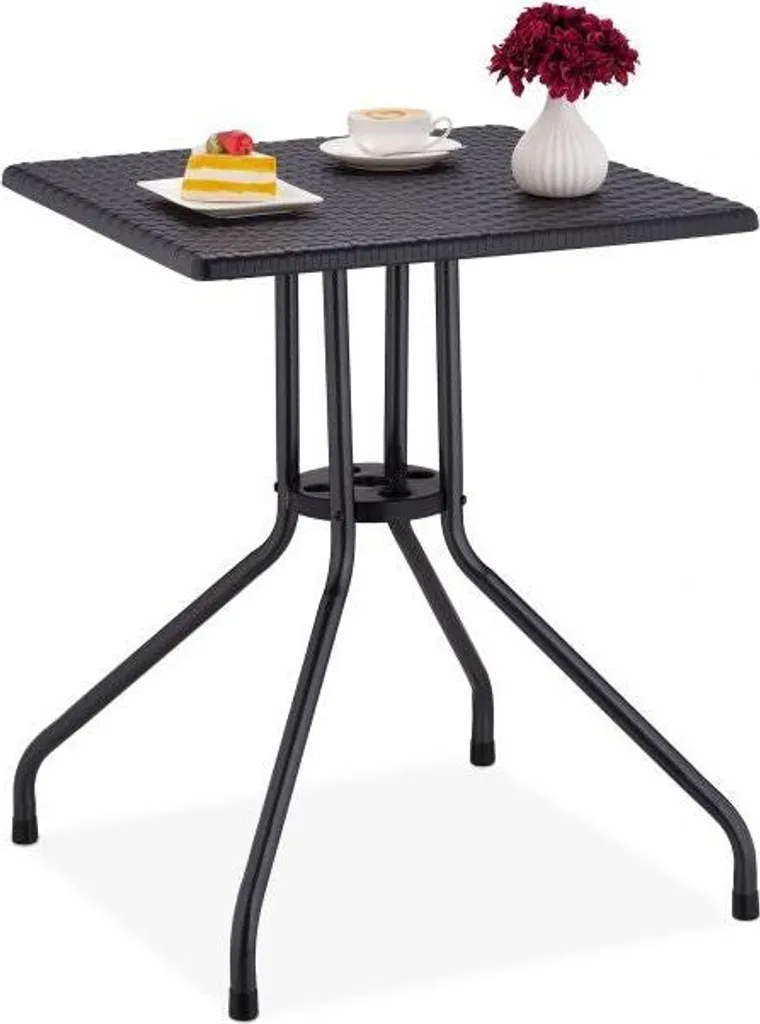 Tavolo da Giardino Effetto Rattan Nero: Arredo Esterno Elegante e Robusto
