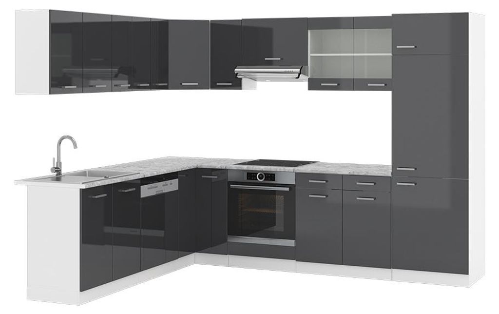 Eckküche Vicco R-Line Anthrazit Hochglanz/Weiß 287 x 227 cm Produktbild 
