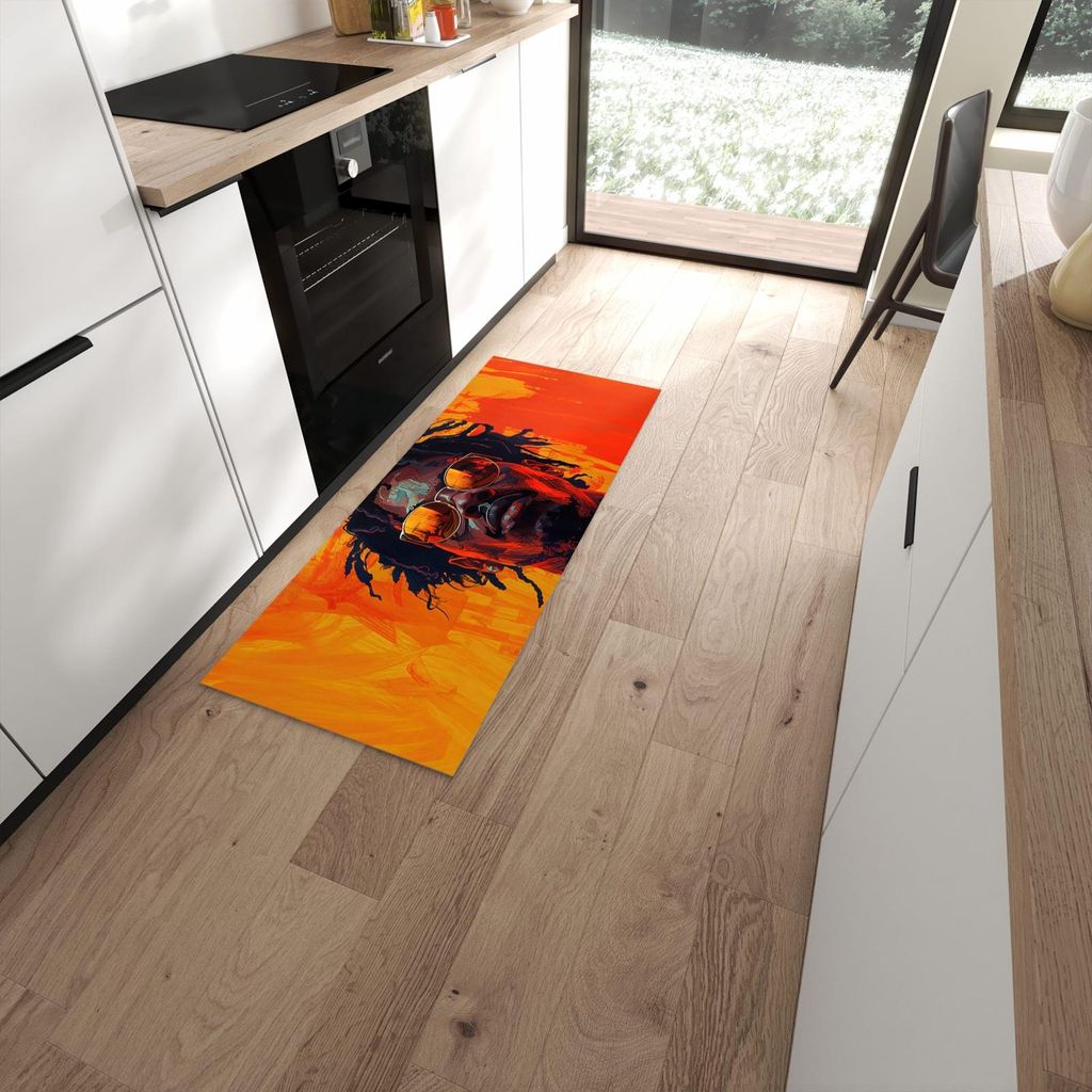 Küchenteppich 60x150cm rutschfest & abwischbar PVC Läufer - Künstlerischer Look