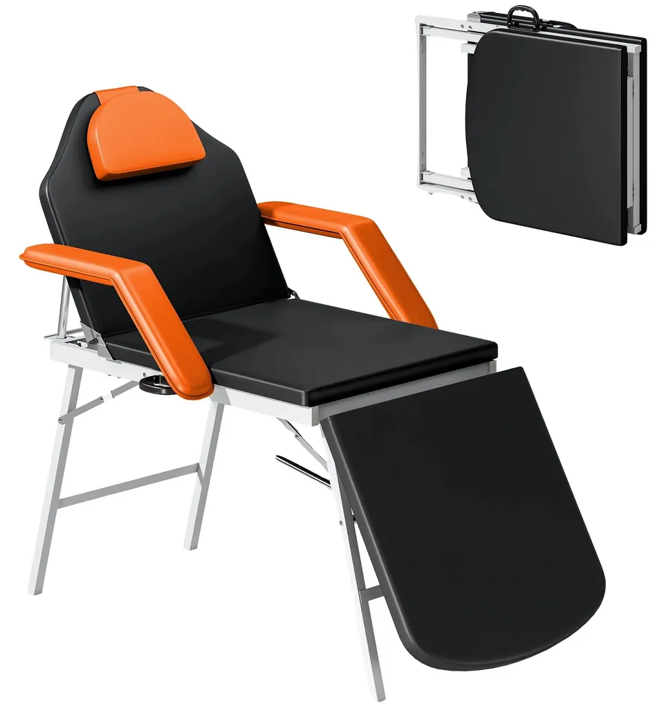 Table de massage pliante orange avec dossier réglable modèle ZenPro