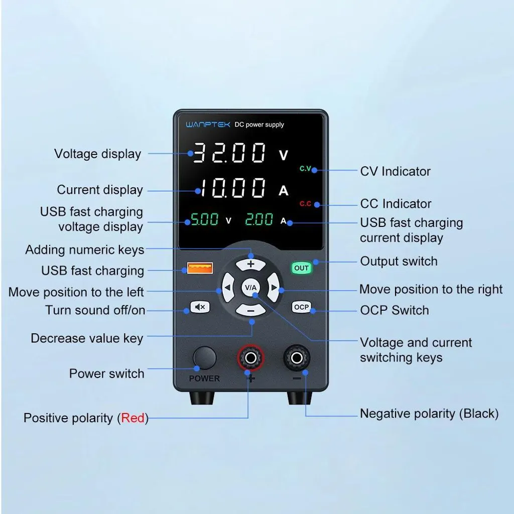 Alimentation CC réglable pour réparation électronique 32V 10A USB - 5