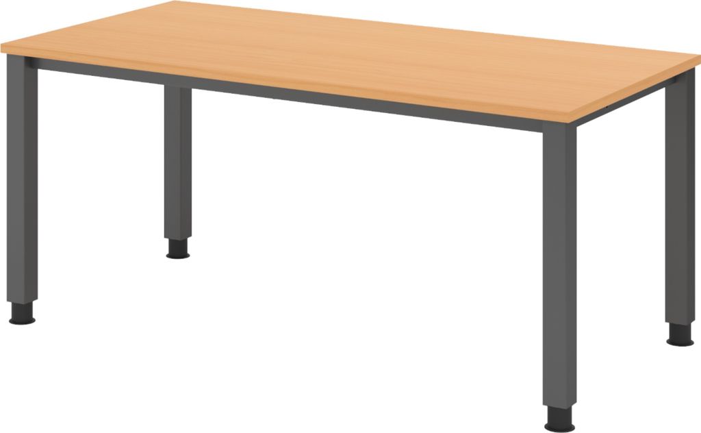 bümö Schreibtisch Serie-Q Gestell: Graphit - Nachbildung: Buche, Größe: 160 x 80 cm