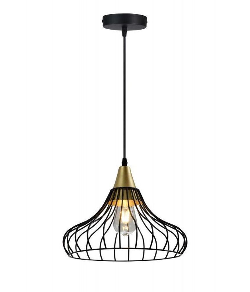 GTV - Deckenleuchte LOTTE,2622,AC220-240V,50/60Hz,1*E27, IP20,DURCHM. 33 CM, einzeln, schwarz/gold