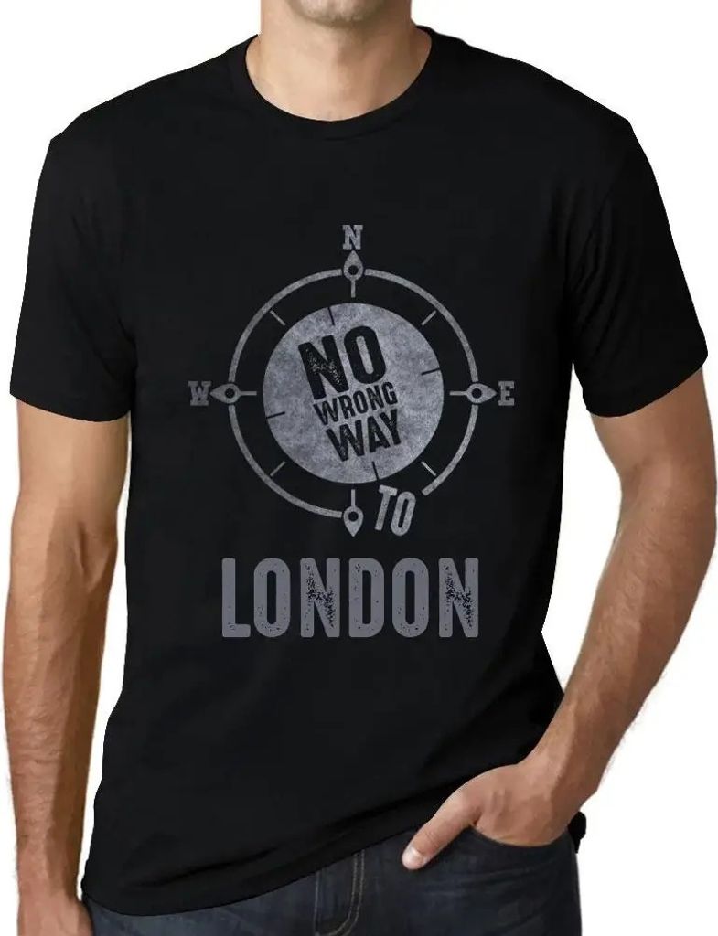 Herren Grafik T-Shirt Kein falscher Weg nach London – No Wrong Way To London – Öko-Verantwortlich Vintage Jahrgang Kurzarm Lustige Druck Gebur...