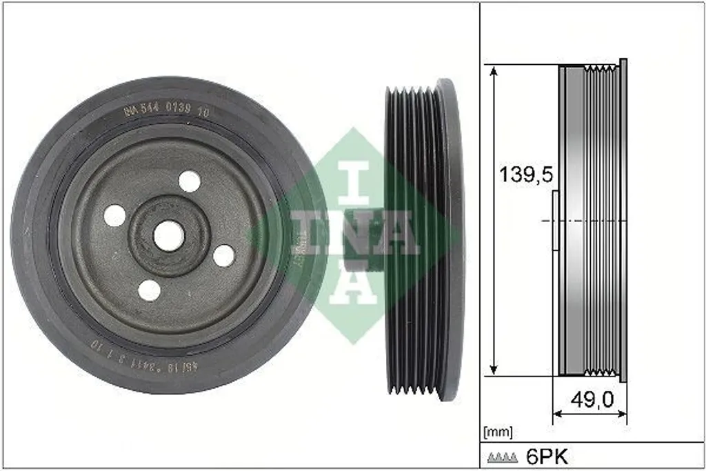 Poulie de vilebrequin INA 544 0139 10 pour FORD Focus II Hayon 140 mm
