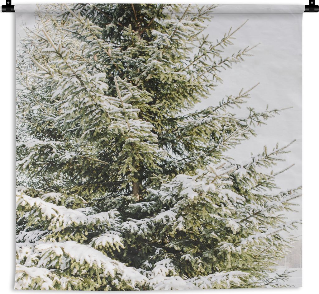 MuchoWow Wandteppich Wandbehang Winter - Baum - Schnee 150x150 cm Tapisserie Dekoration Wandtuch - Wohnaccessoires - Modernes