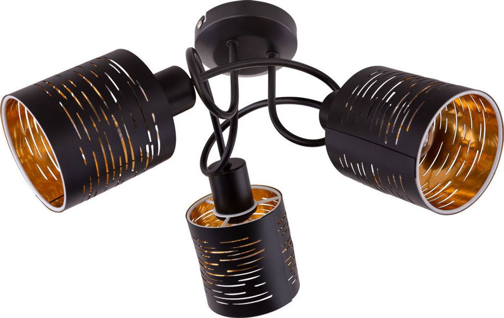 Deckenleuchte, Nachbildung Stanzungen, schwarz-gold, 40 cm, Produktbild 