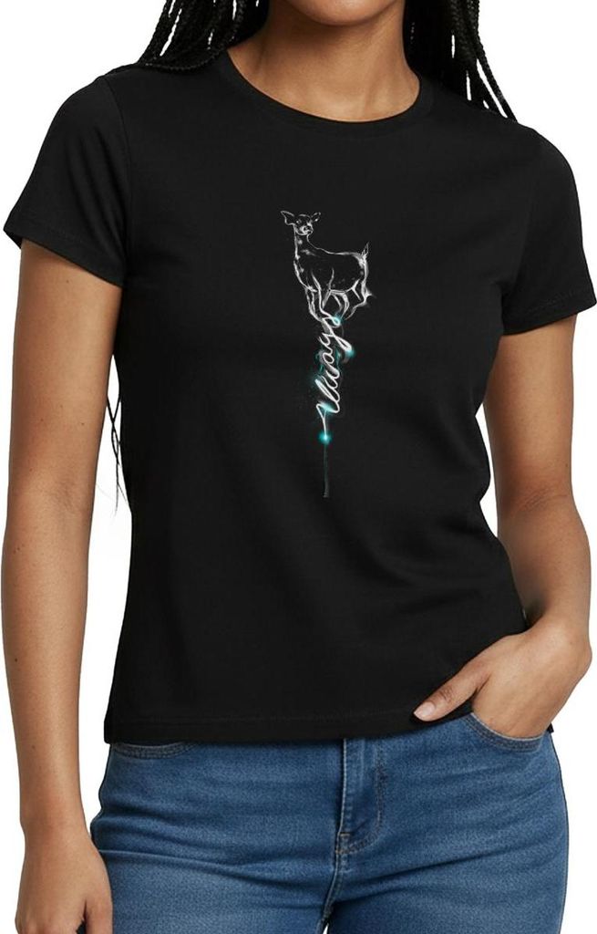 Spreadshirt Harry Potter Hirschkuh Patronus Frauen T-Shirt, L, Schwarz