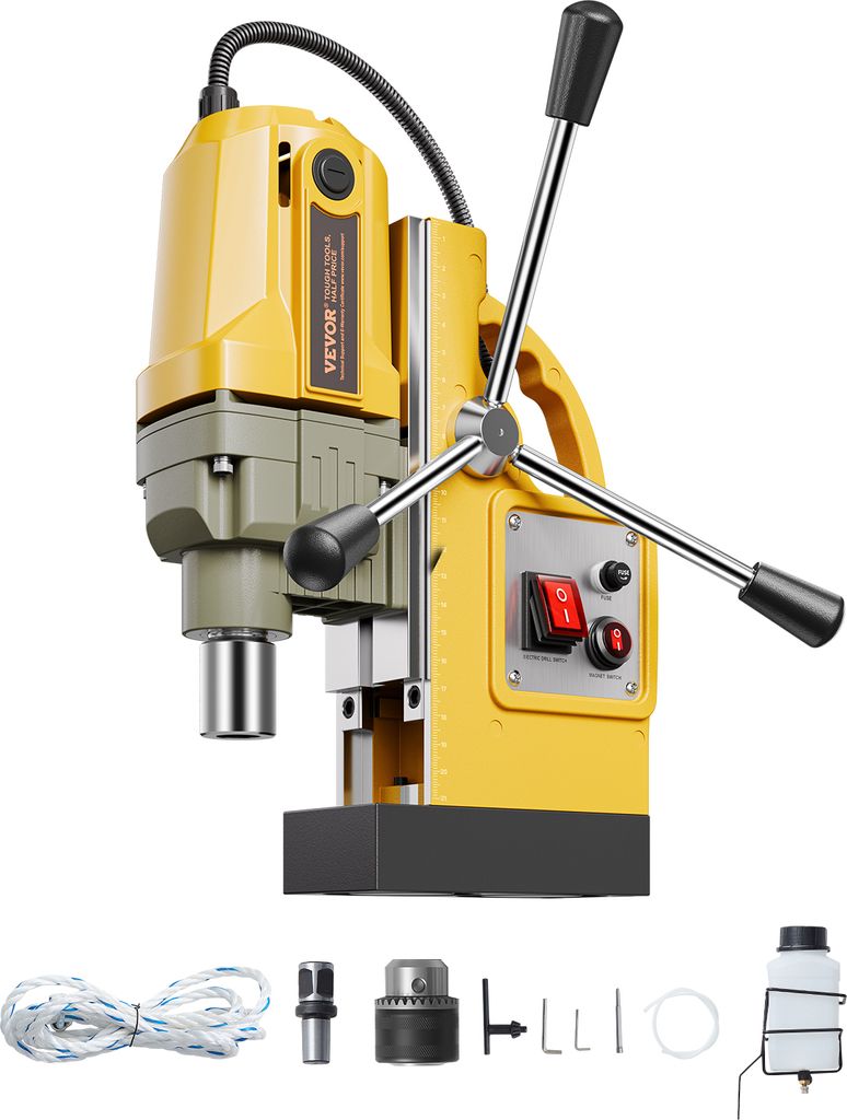 VEVOR Magnetbohrmaschine Kernbohrmaschine 1400 W (Bohrdurchmesser 40 mm), 12500 N, Drehzahl 800 U/min, geeignet für Metalloberflächen