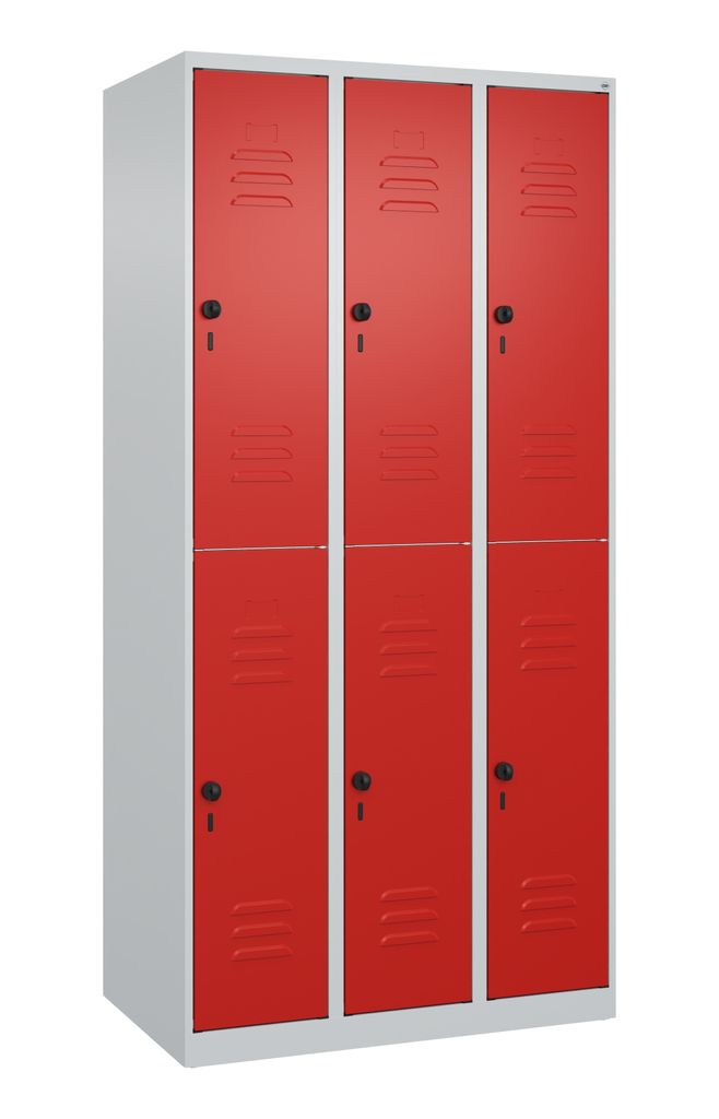 CP Spind Classic Plus lichtgrau, verkehrsrot 080300-30 S10002, 6 Schließfächer 90,0 x 50,0 x 185,0 cm