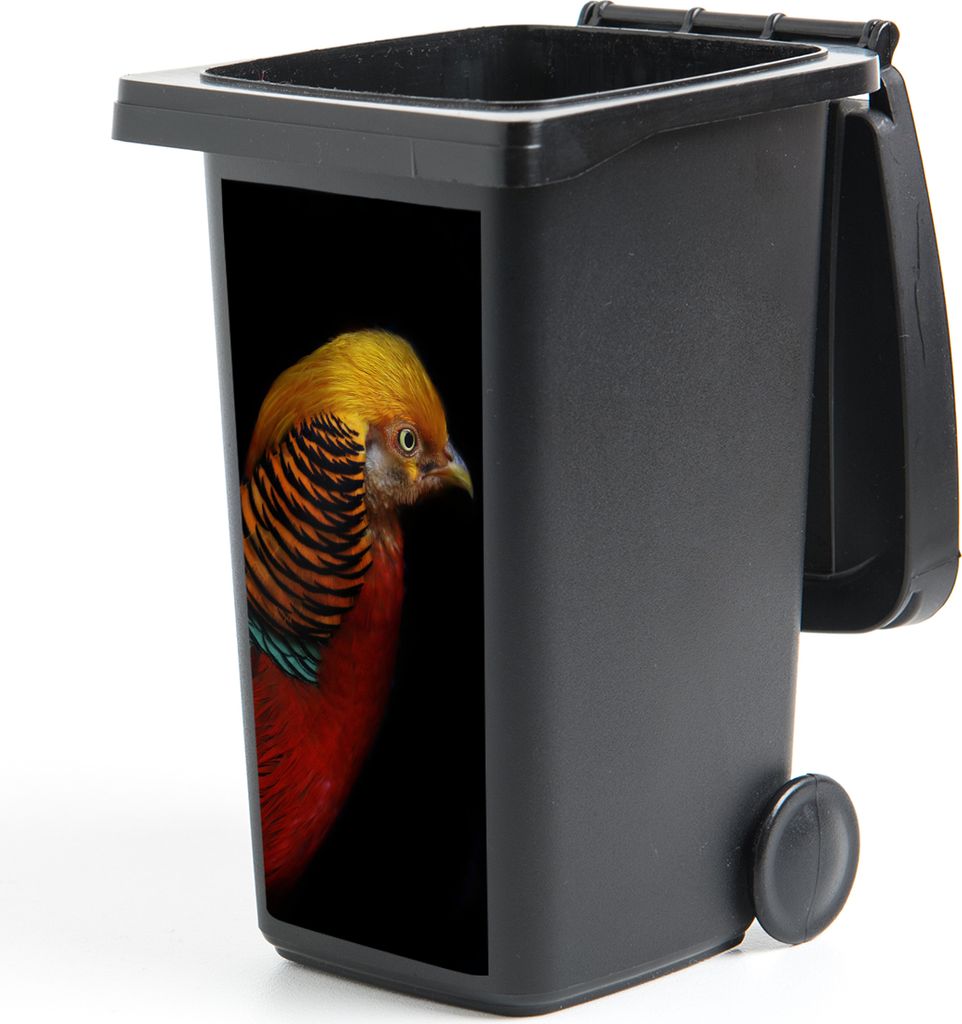 MuchoWow Mülltonnenaufkleber Vogel - Federn - Schwarz - Porträt 38x80 cm