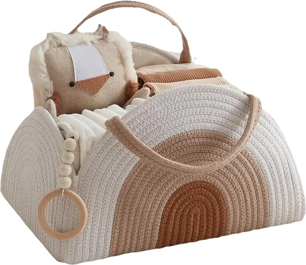 Panier à couches à compartiments avec poignées pour rangement nomade