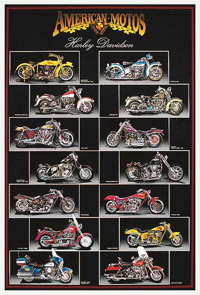 Tableau Harley Davidson Cadre Blanc Shinsuke Vitre Anti-Casse Moto